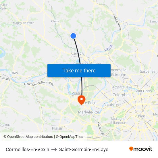 Cormeilles-En-Vexin to Saint-Germain-En-Laye map