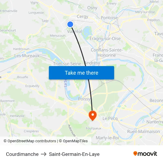 Courdimanche to Saint-Germain-En-Laye map