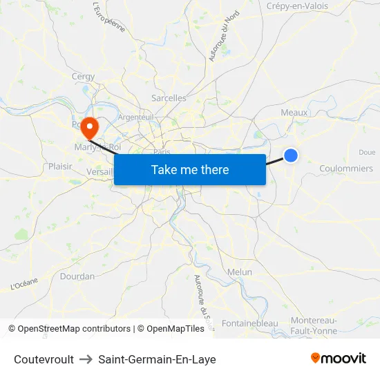 Coutevroult to Saint-Germain-En-Laye map
