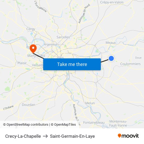 Crecy-La-Chapelle to Saint-Germain-En-Laye map