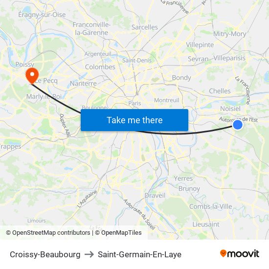 Croissy-Beaubourg to Saint-Germain-En-Laye map