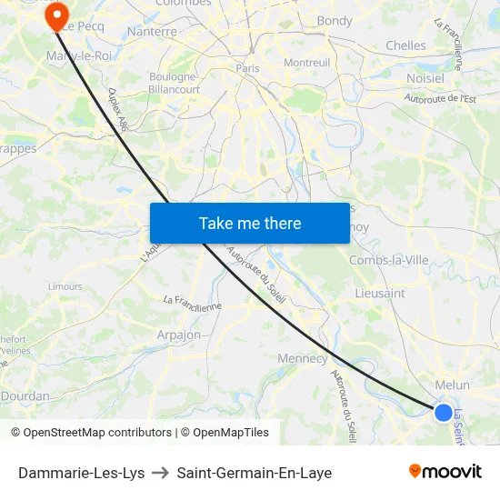 Dammarie-Les-Lys to Saint-Germain-En-Laye map