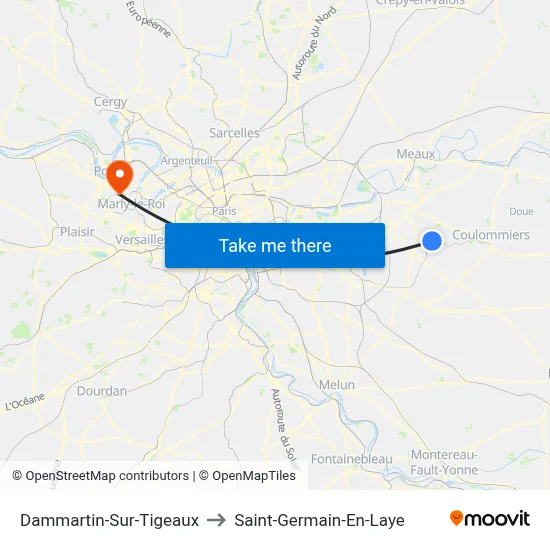 Dammartin-Sur-Tigeaux to Saint-Germain-En-Laye map