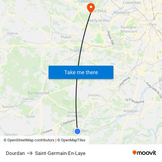 Dourdan to Saint-Germain-En-Laye map