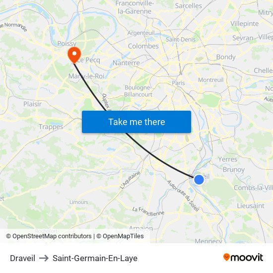 Draveil to Saint-Germain-En-Laye map
