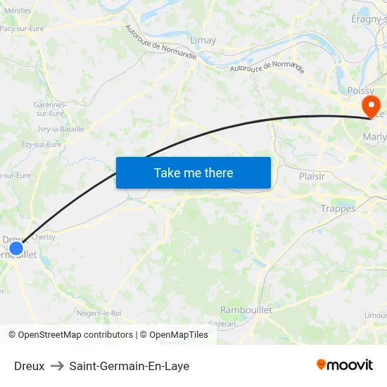 Dreux to Saint-Germain-En-Laye map