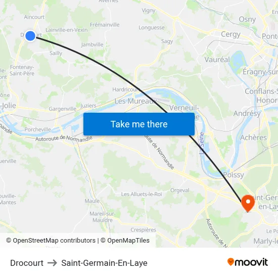 Drocourt to Saint-Germain-En-Laye map