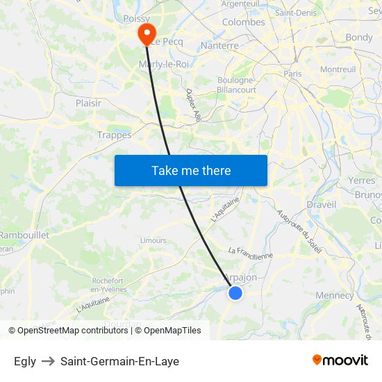 Egly to Saint-Germain-En-Laye map