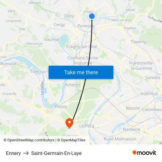 Ennery to Saint-Germain-En-Laye map