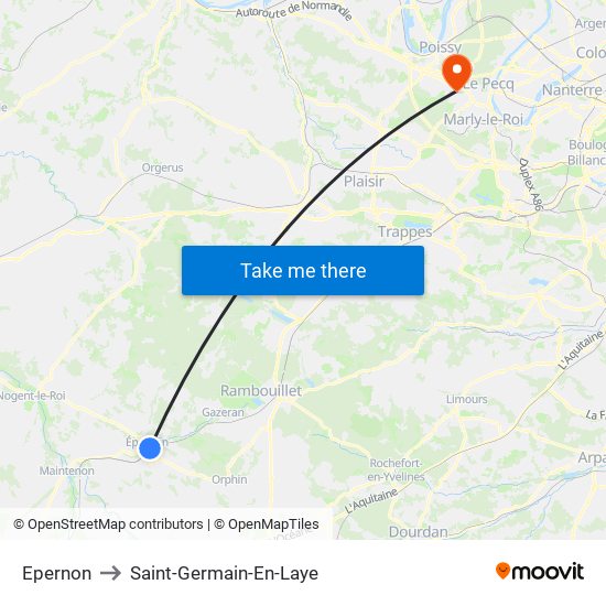Epernon to Saint-Germain-En-Laye map