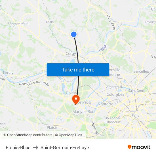 Epiais-Rhus to Saint-Germain-En-Laye map
