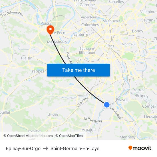 Epinay-Sur-Orge to Saint-Germain-En-Laye map