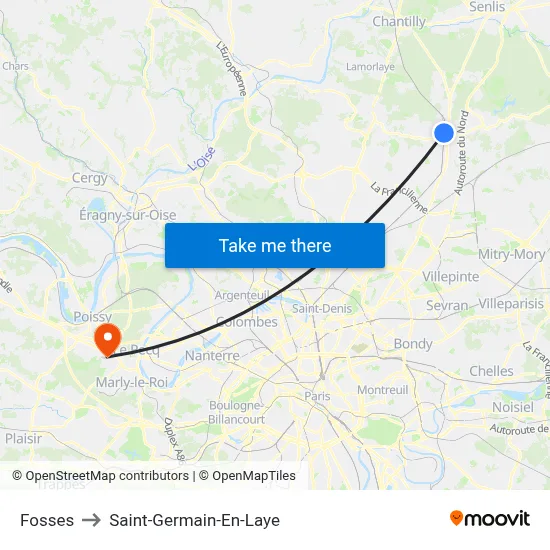 Fosses to Saint-Germain-En-Laye map
