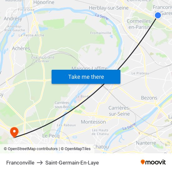 Franconville to Saint-Germain-En-Laye map