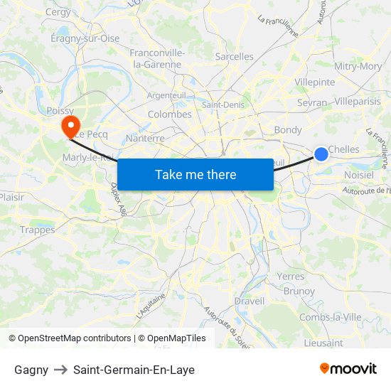Gagny to Saint-Germain-En-Laye map