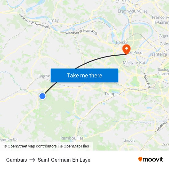Gambais to Saint-Germain-En-Laye map