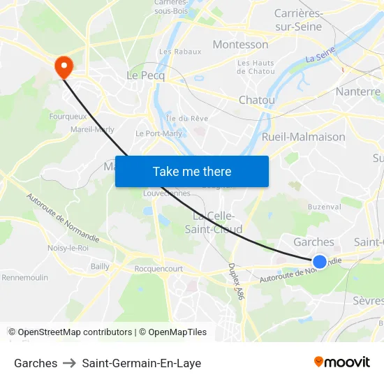 Garches to Saint-Germain-En-Laye map