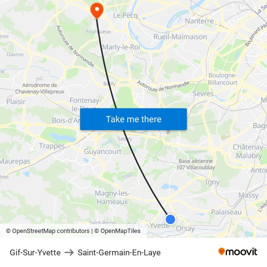 Gif-Sur-Yvette to Saint-Germain-En-Laye map