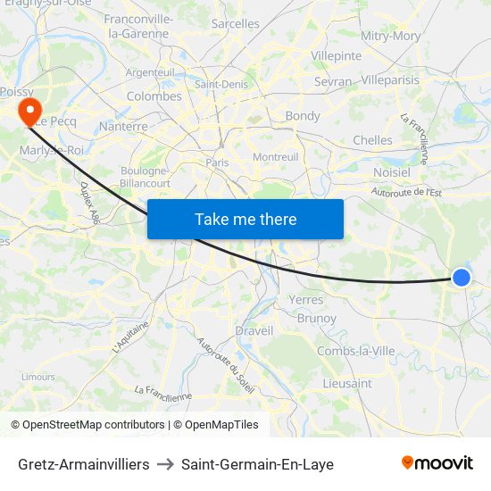 Gretz-Armainvilliers to Saint-Germain-En-Laye map