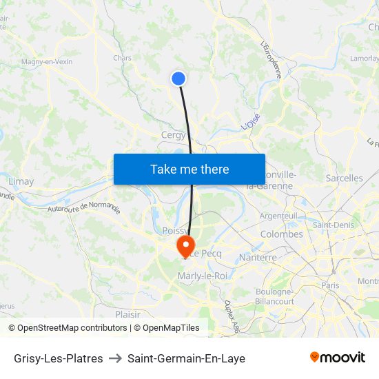 Grisy-Les-Platres to Saint-Germain-En-Laye map