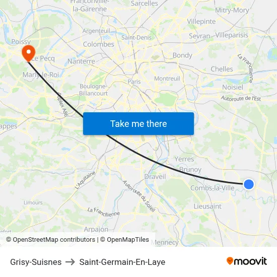 Grisy-Suisnes to Saint-Germain-En-Laye map