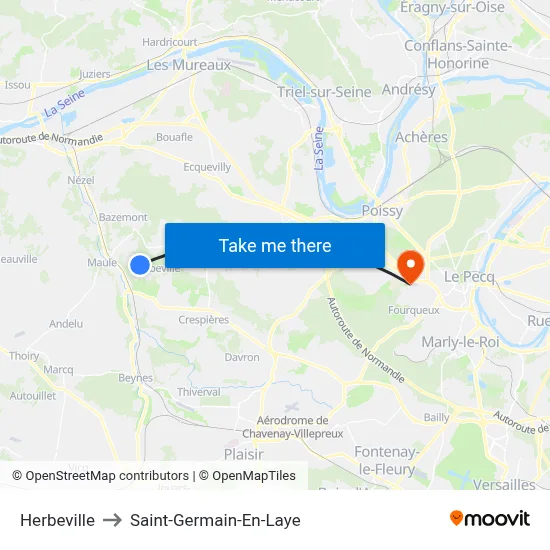 Herbeville to Saint-Germain-En-Laye map