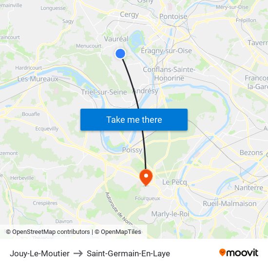 Jouy-Le-Moutier to Saint-Germain-En-Laye map