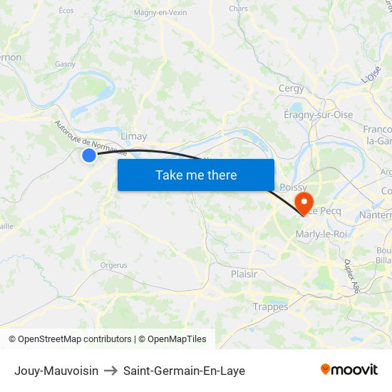 Jouy-Mauvoisin to Saint-Germain-En-Laye map