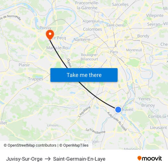 Juvisy-Sur-Orge to Saint-Germain-En-Laye map