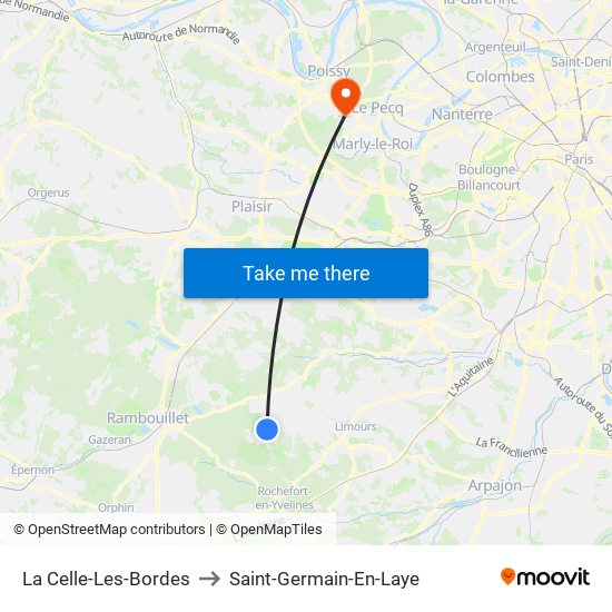 La Celle-Les-Bordes to Saint-Germain-En-Laye map