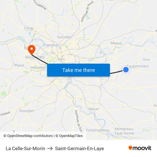 La Celle-Sur-Morin to Saint-Germain-En-Laye map