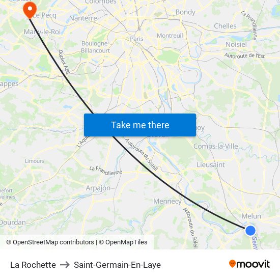 La Rochette to Saint-Germain-En-Laye map