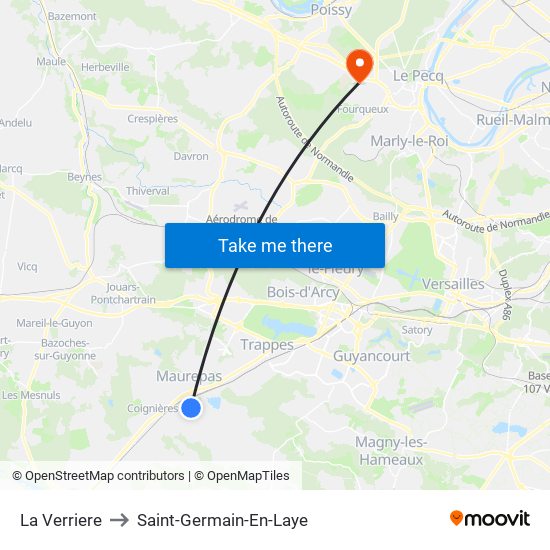 La Verriere to Saint-Germain-En-Laye map
