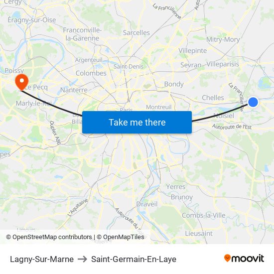Lagny-Sur-Marne to Saint-Germain-En-Laye map