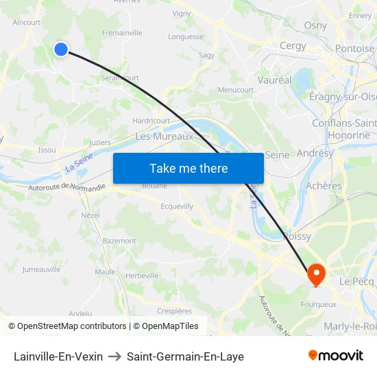 Lainville-En-Vexin to Saint-Germain-En-Laye map