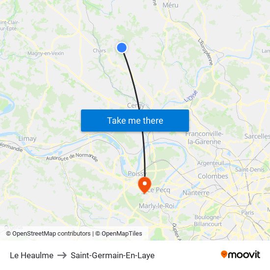 Le Heaulme to Saint-Germain-En-Laye map
