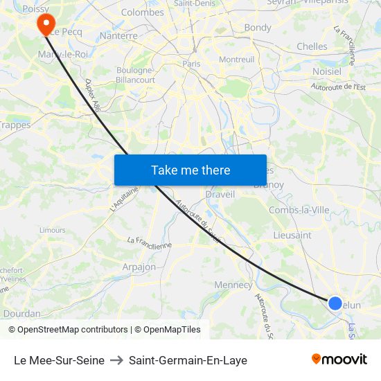 Le Mee-Sur-Seine to Saint-Germain-En-Laye map