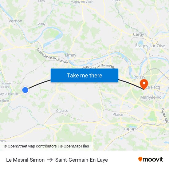 Le Mesnil-Simon to Saint-Germain-En-Laye map