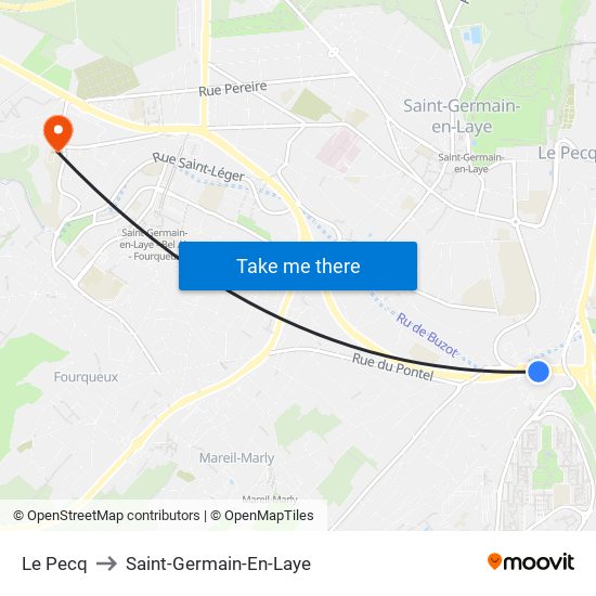 Le Pecq to Saint-Germain-En-Laye map