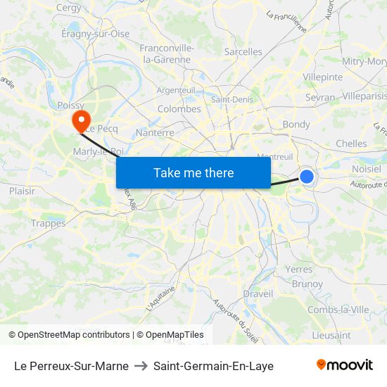 Le Perreux-Sur-Marne to Saint-Germain-En-Laye map