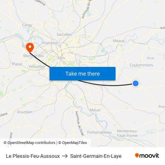 Le Plessis-Feu-Aussoux to Saint-Germain-En-Laye map