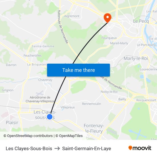 Les Clayes-Sous-Bois to Saint-Germain-En-Laye map