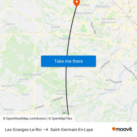 Les Granges-Le-Roi to Saint-Germain-En-Laye map