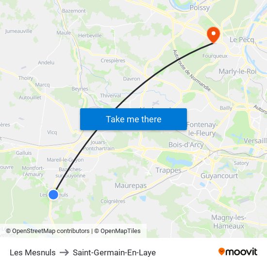 Les Mesnuls to Saint-Germain-En-Laye map
