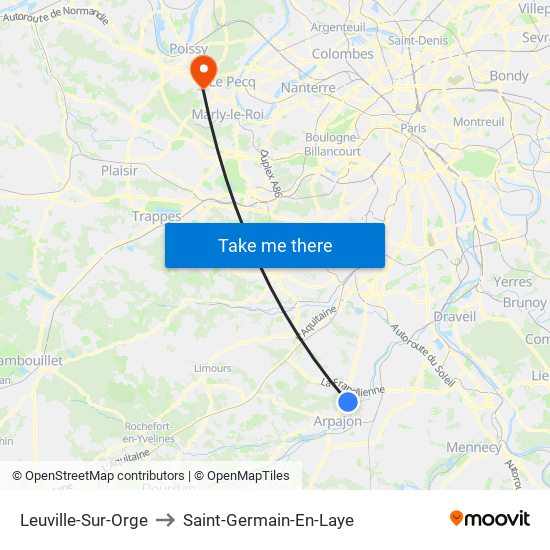 Leuville-Sur-Orge to Saint-Germain-En-Laye map