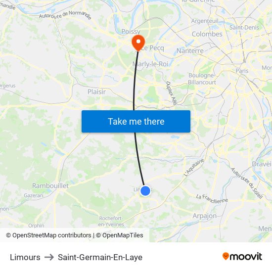 Limours to Saint-Germain-En-Laye map