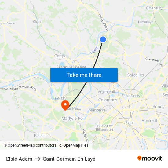 L'Isle-Adam to Saint-Germain-En-Laye map