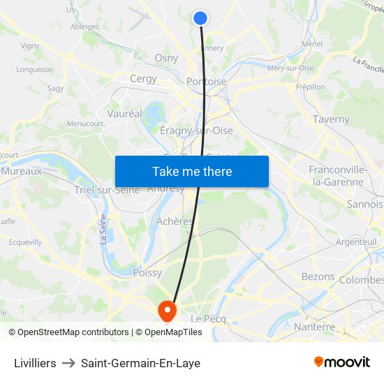 Livilliers to Saint-Germain-En-Laye map