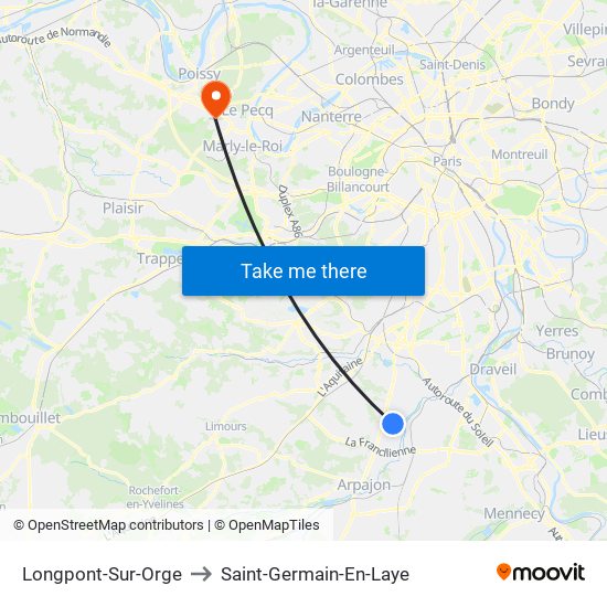Longpont-Sur-Orge to Saint-Germain-En-Laye map