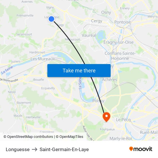 Longuesse to Saint-Germain-En-Laye map